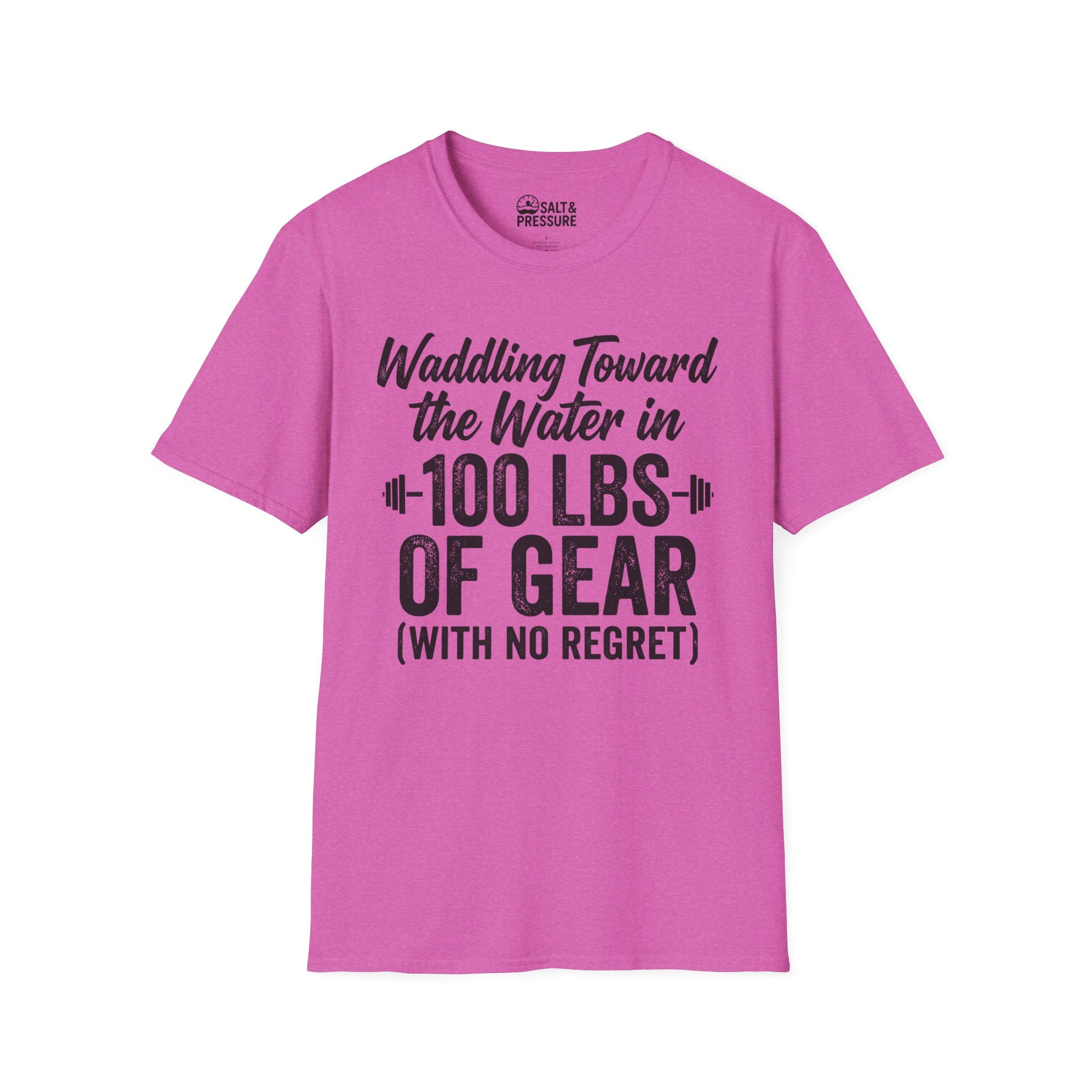 Waddling Toward The Water in 100Ibs Of Gear T-Shirt