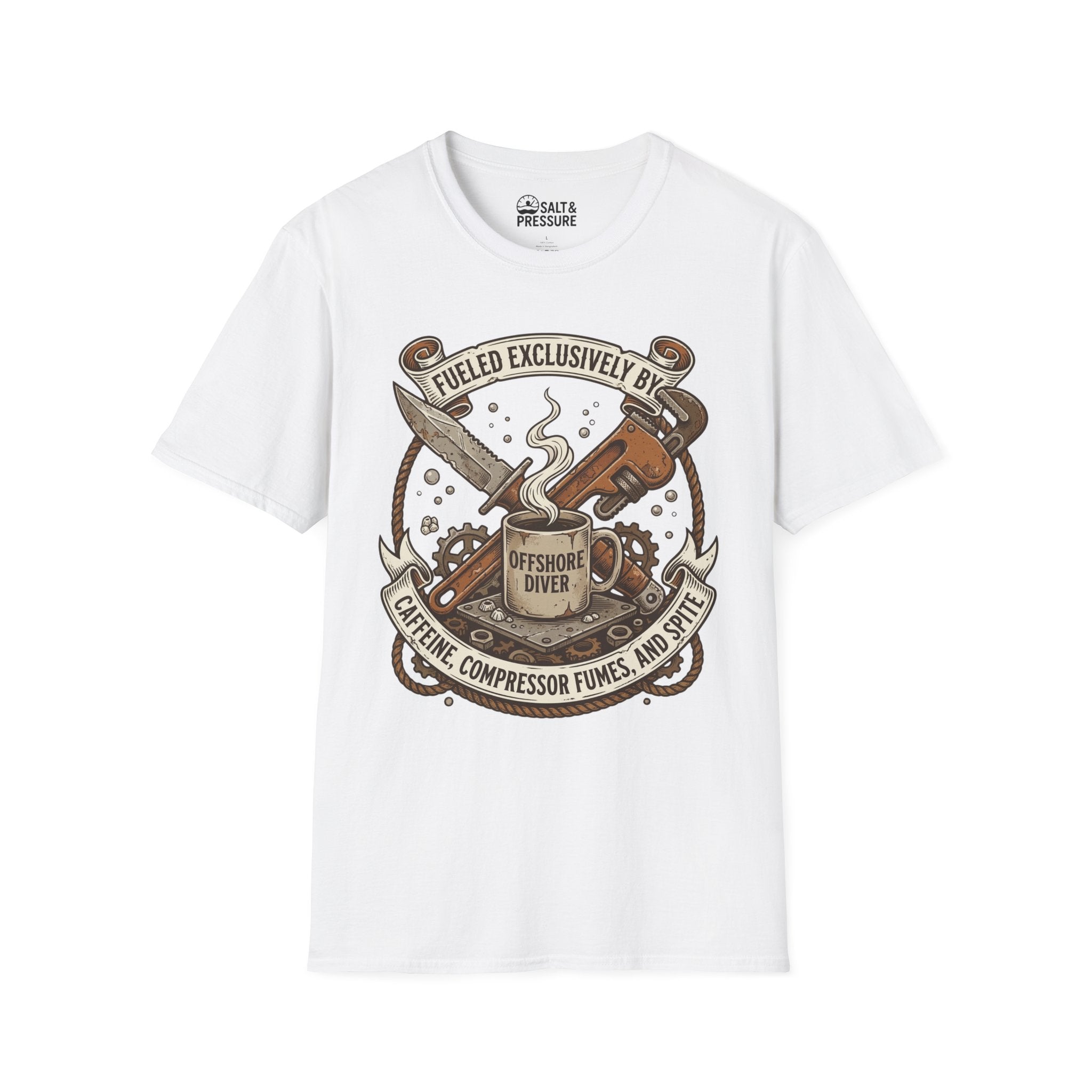 Offshore Diver: Fueled Exclusively By Caffeine, Compressor Fumes & Spite T-Shirt